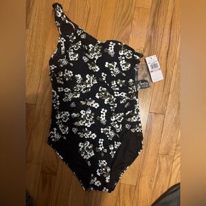 NWT Michael Kors Black and White Floral Swimsuit